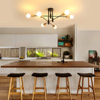Ceiling Light - Black & Wood Metal Frame