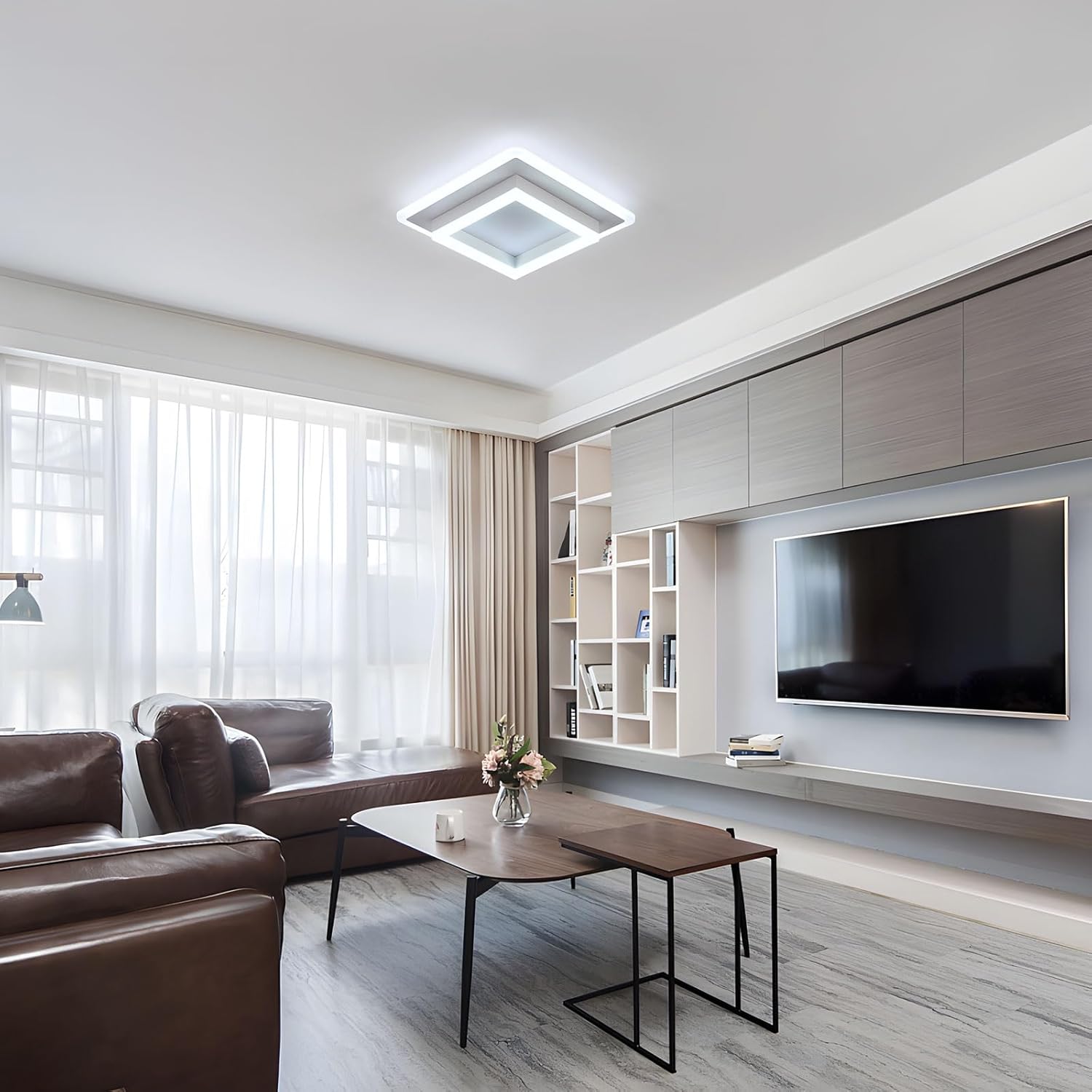 Ceiling Light - White Acrylic Frame, White Light