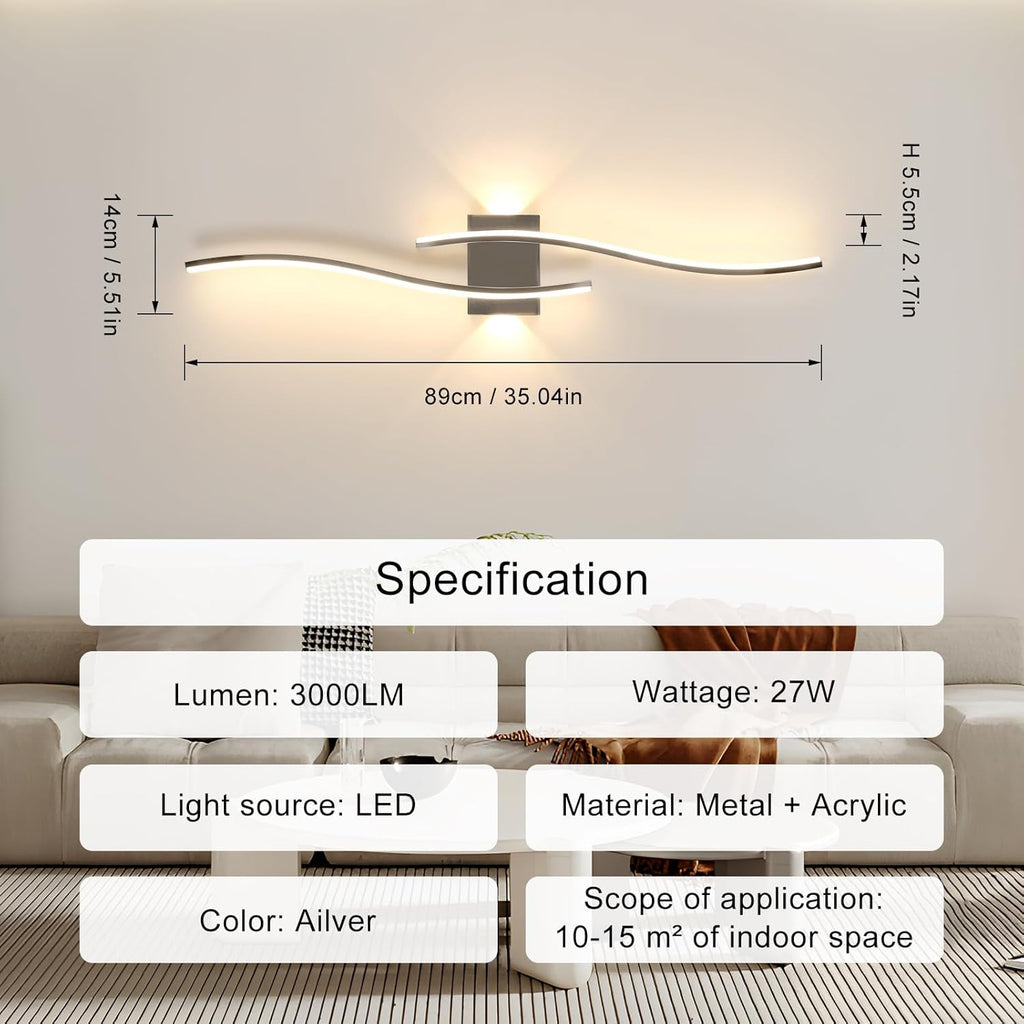 Lampada da parete - Struttura in alluminio cromato, luce calda