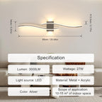 Lampada da parete - Struttura in alluminio cromato, luce calda