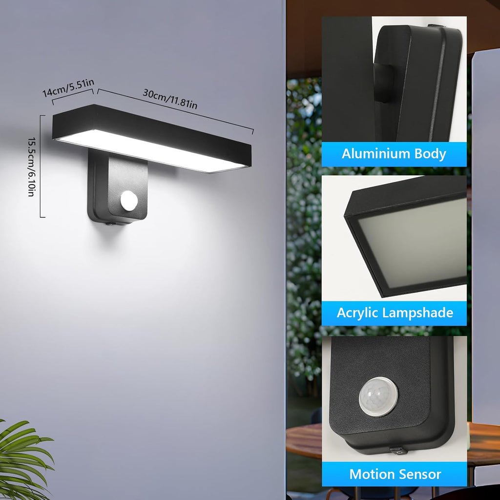Wall Light - Black Aluminium Frame, White Light
