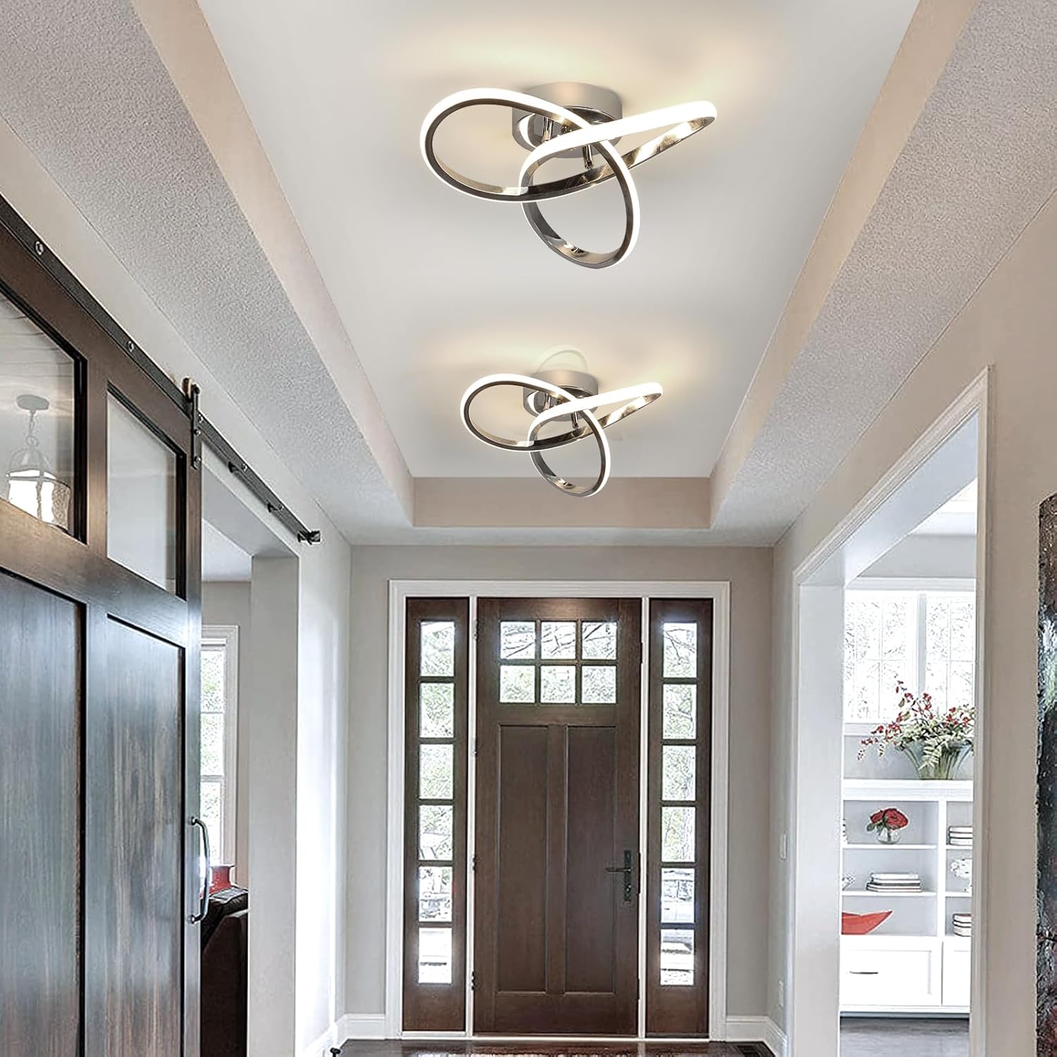 Ceiling Light - Chrome Aluminium Frame, Natural Light