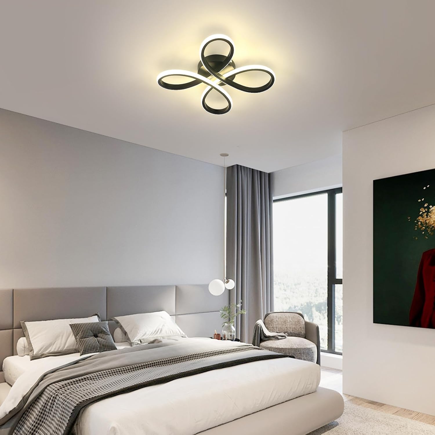 Ceiling Light - Black Aluminium Frame, Natural Light