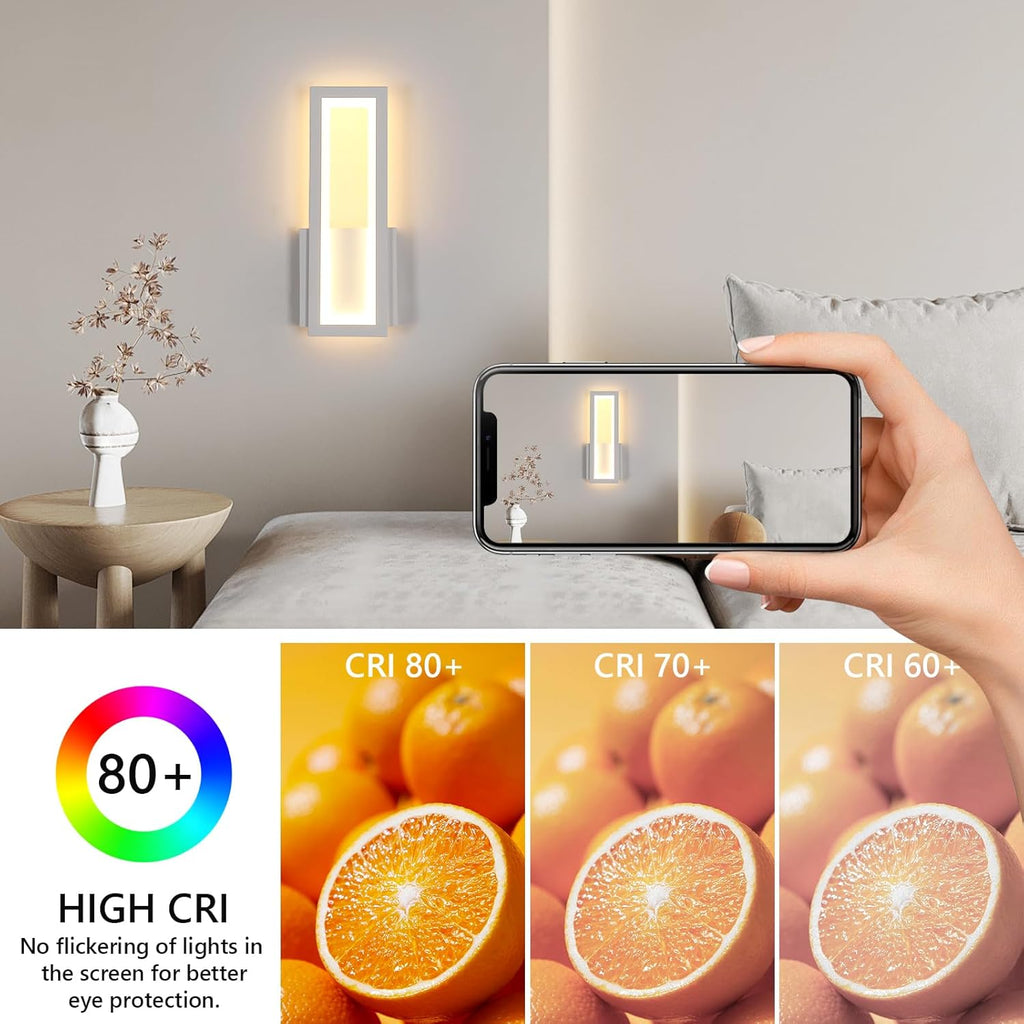 Wall Light - White Acrylic Frame, Warm Light