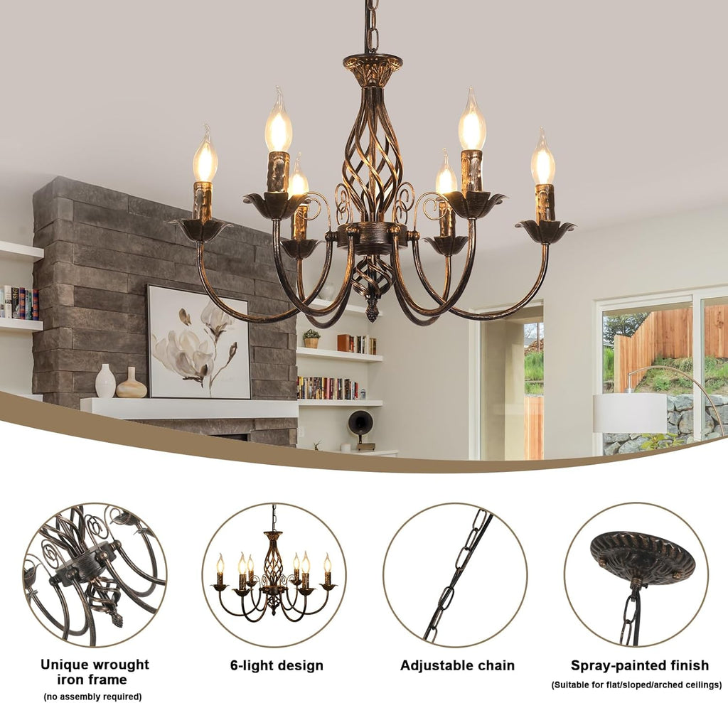Chandeliers - Black & Gold Metal Frame