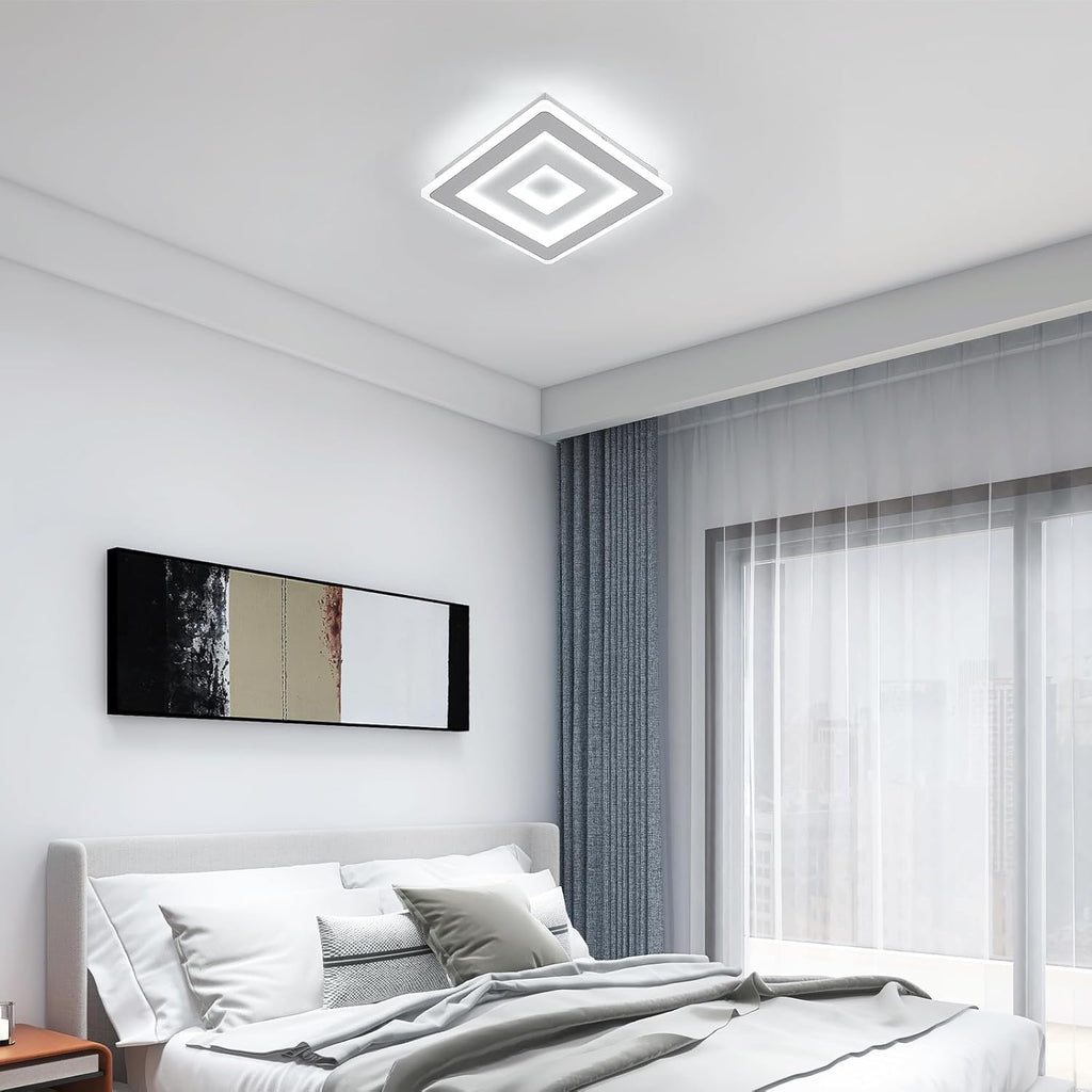 Comely Plafonnier LED Carré Moderne, 36W 28cm Lampe de Plafond LED, Blanc Luminaire Plafonnier Intérieur pour Chambre à Coucher, Salon, Couloir, Lumière Blanche Froide 6500K