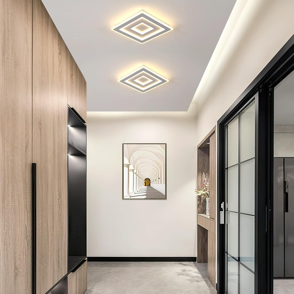 Ceiling Light - White Acrylic Frame, Warm Light