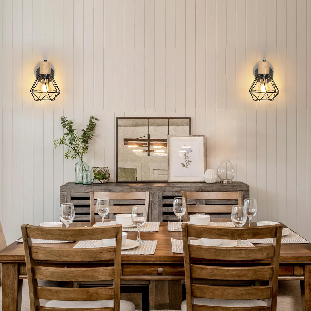 Wall Light - Wood Metal Frame