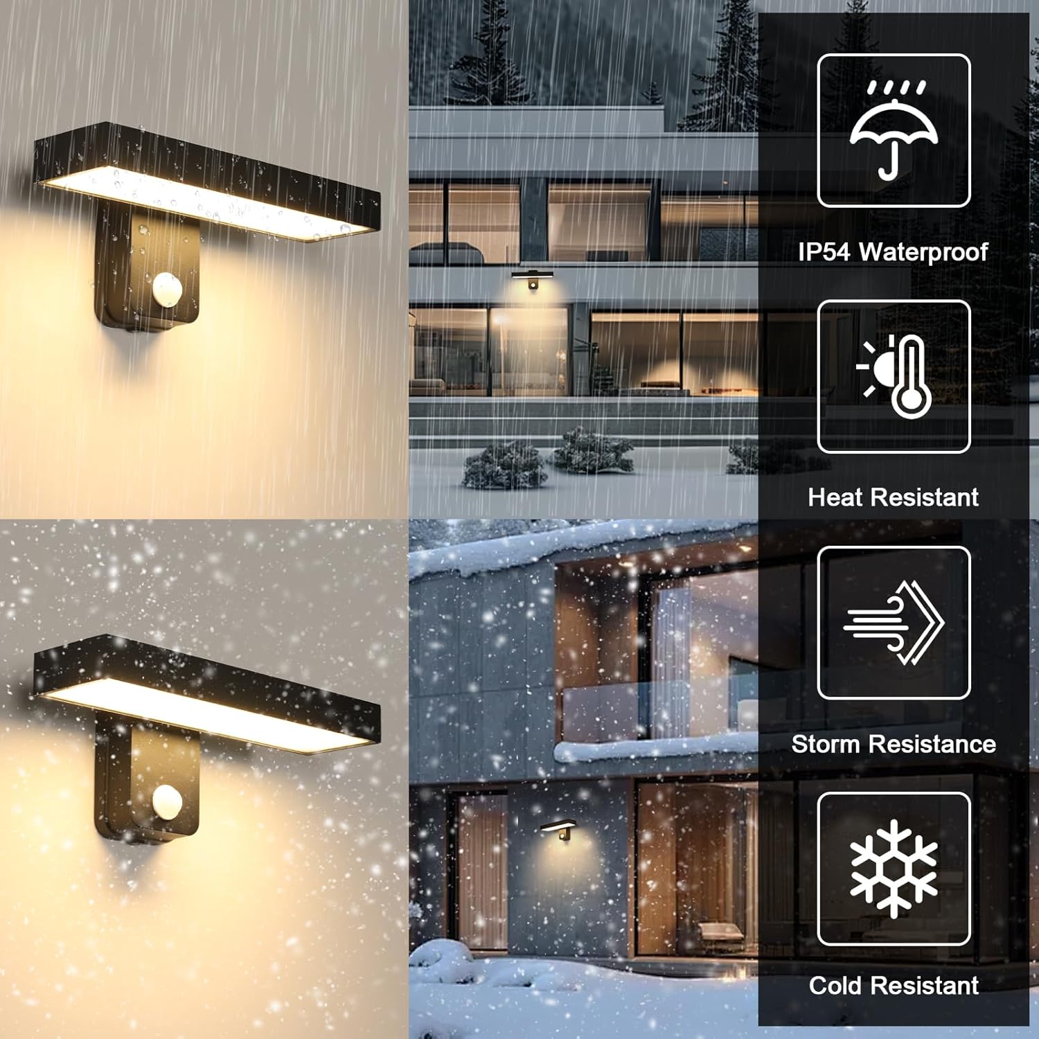 Wall Light - Black Aluminium Frame, Warm Light