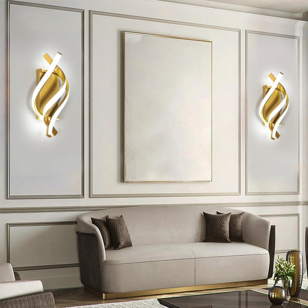 Applique - Telaio in alluminio oro, Luce bianca