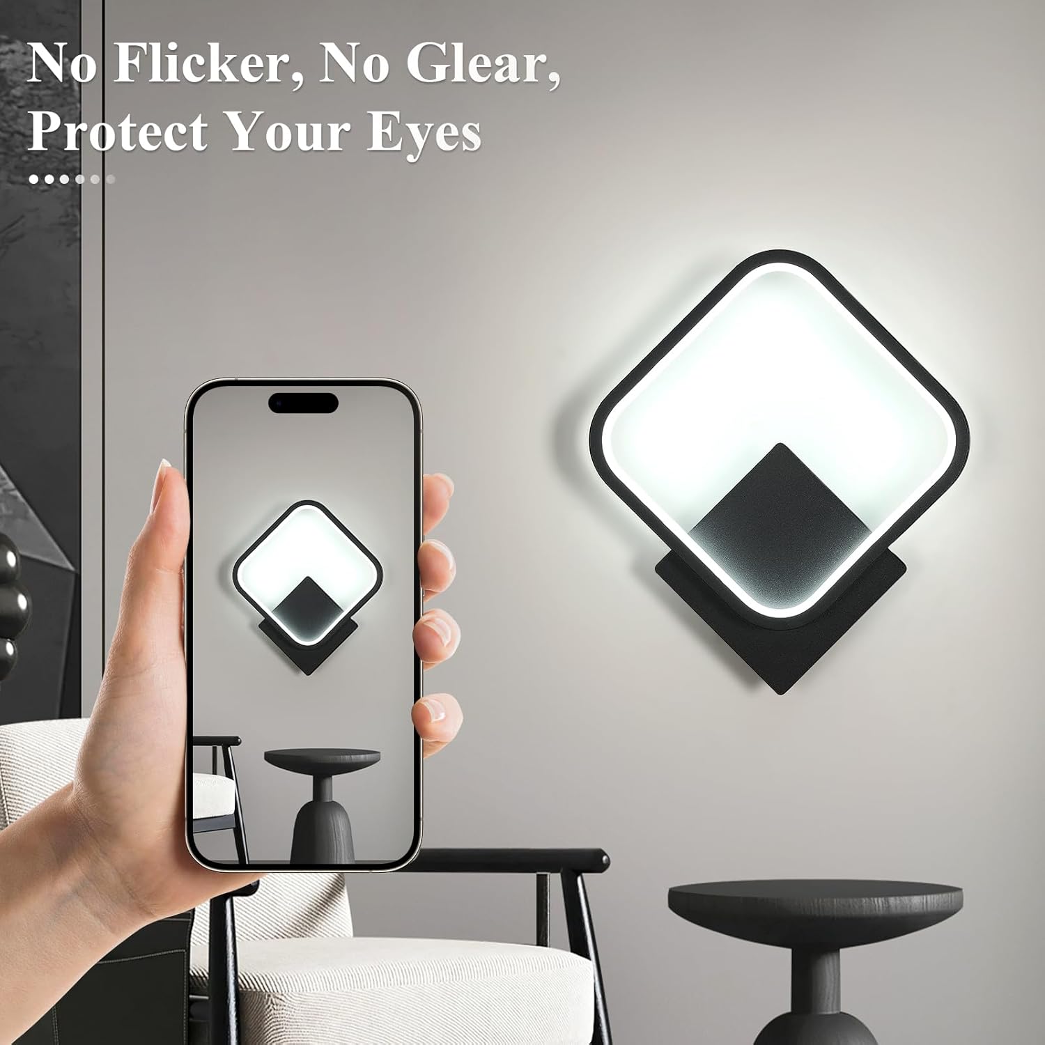 Wall Light - Black Aluminium Frame, White Light