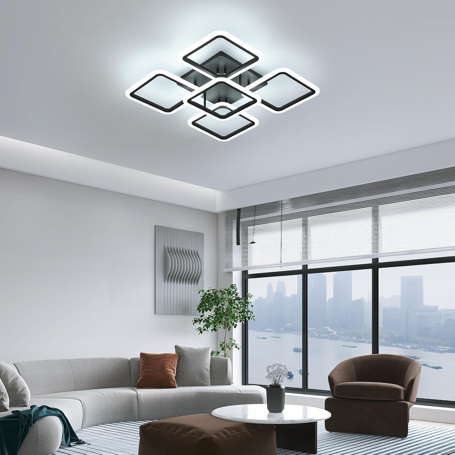 Ceiling Light - Black Acrylic Frame, Tunable and Dimmable