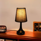 Comely Lampe de Table Rétro avec Abat-Jour en Tissu Noir – Lampe de Chevet Vintage E27, Câble 1,5 m avec Interrupteur, Lampe Décorative pour Chambre Salon Bureau