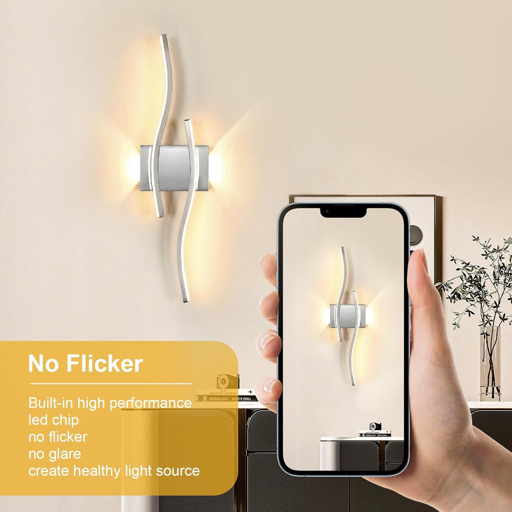 Wall Light - Chrome Aluminium Frame, Warm Light