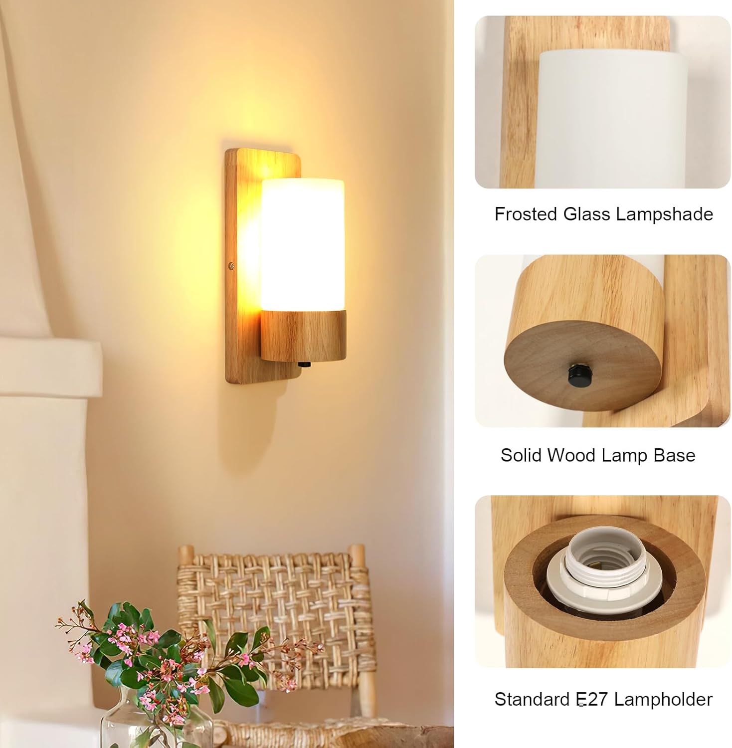Wall Light - Wood Glass Frame