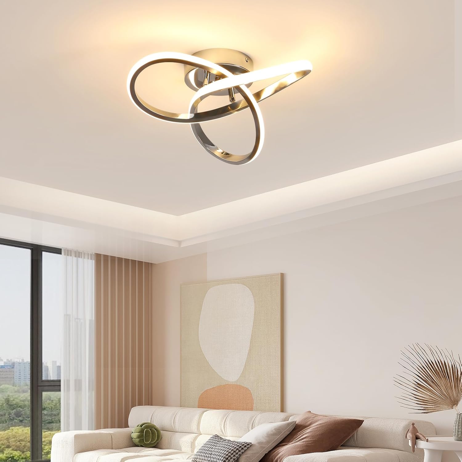 Comely Plafonnier LED Moderne, Luminaire Plafonnier Noir 30W 3375LM, Lampe de Plafond en Forme de Fleur pour Chambre à Coucher, Couloir, Cuisine, Salle de Bain, Lumière Chaude 3000K Dia 30cm
