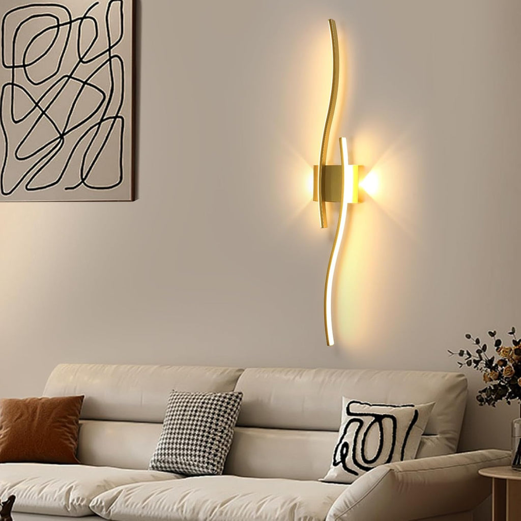 Lampada da Parete - Struttura in Alluminio Dorato, Luce Calda