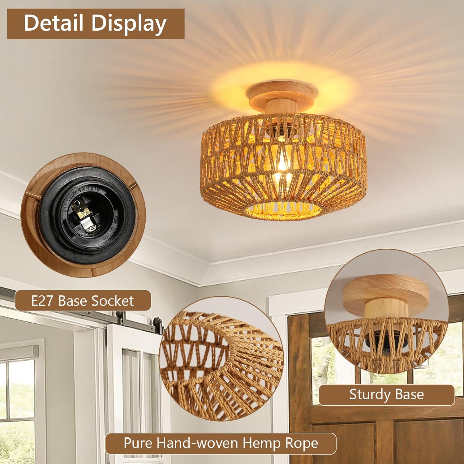 Ceiling Light - Wood Frame