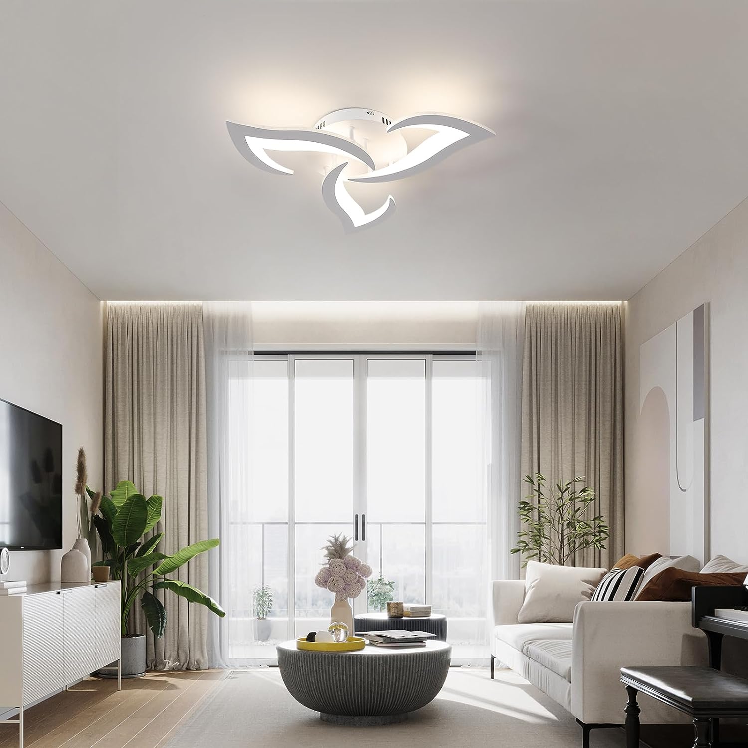 Comely Plafonnier LED Dimmable, Lampe de Plafond Moderne Acrylique 35W 3937LM, 3000K-6500K, Luminaire Plafonnier avec Télécommande pour Chambre Salon, Dia 58cm