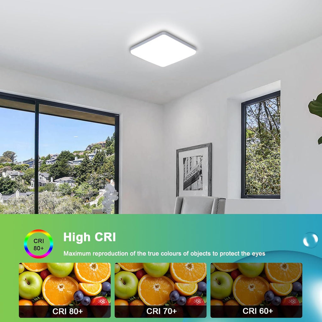 Ceiling Light - White Plastic Frame, White Light