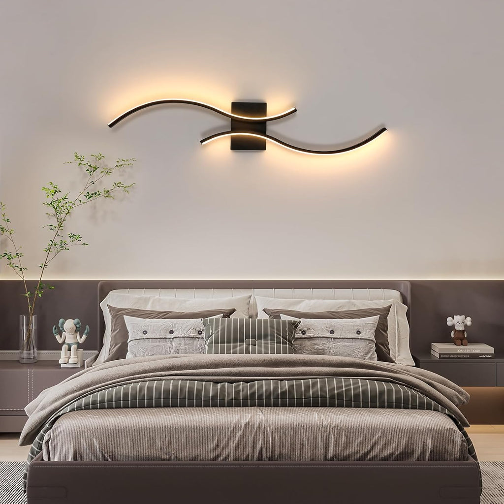 Applique - Telaio in alluminio nero, luce calda