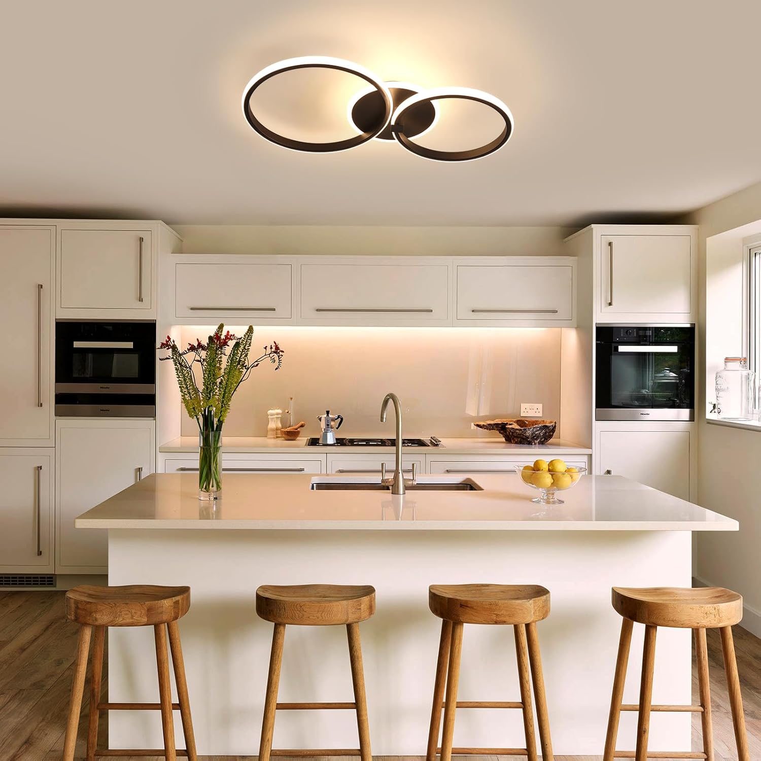 Ceiling Light - Black Acrylic Frame, Warm Light