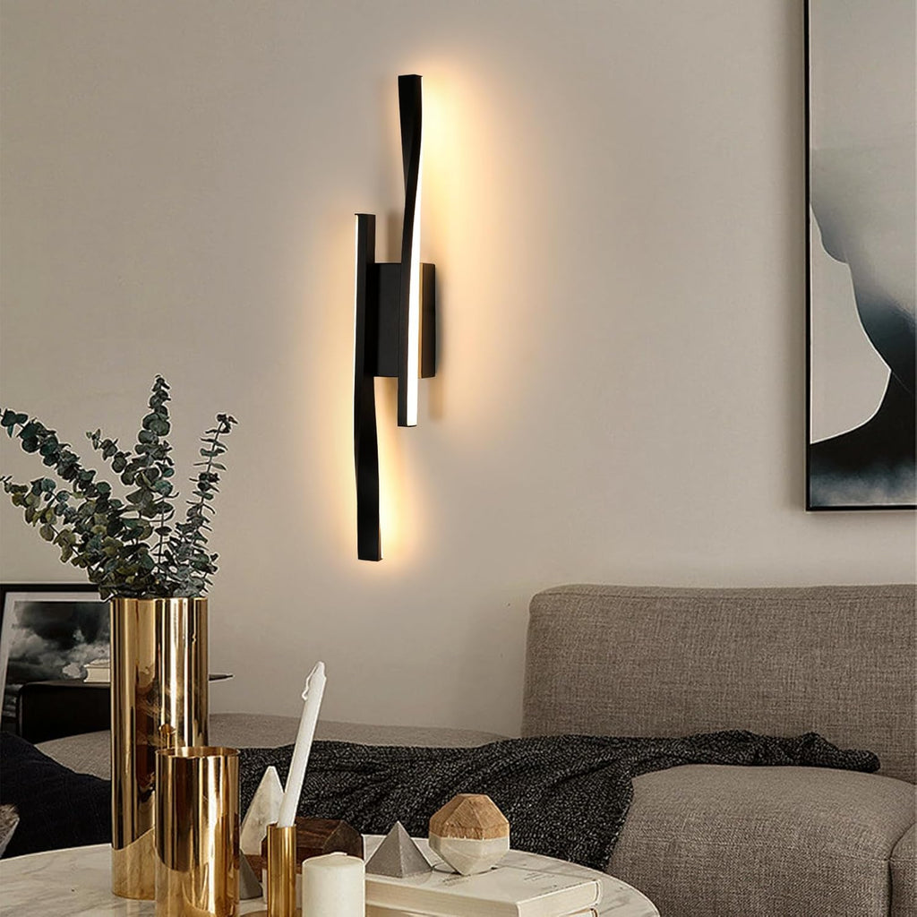 Comely Applique Murale Intérieur LED, 16W 2500LM Design Minimaliste Lampe Murale Moderne, Ligne Noire Applique Murale LED pour Chambre Salon Salle à Manger Couloir, Blanc chaud 3000K