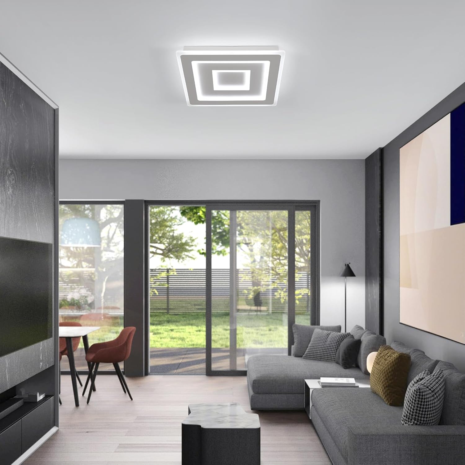 Ceiling Light - White Acrylic Frame, Tunable and Dimmable