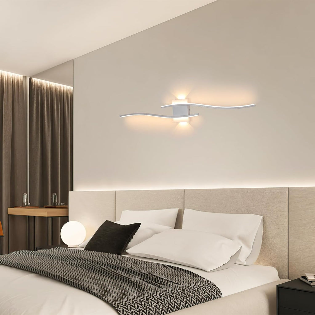 Applique da parete - Telaio in alluminio bianco, Luce calda