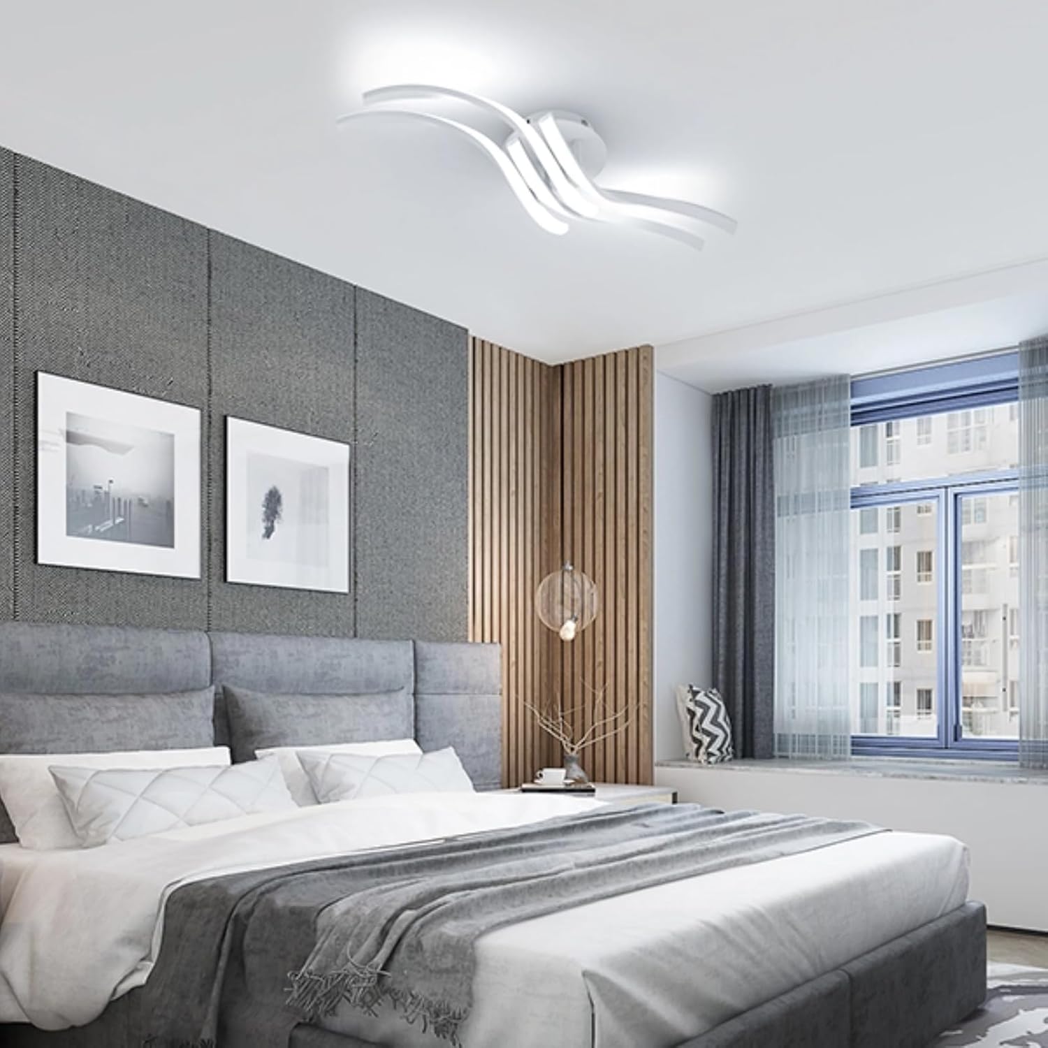 Ceiling Light - White Aluminium Frame, White Light