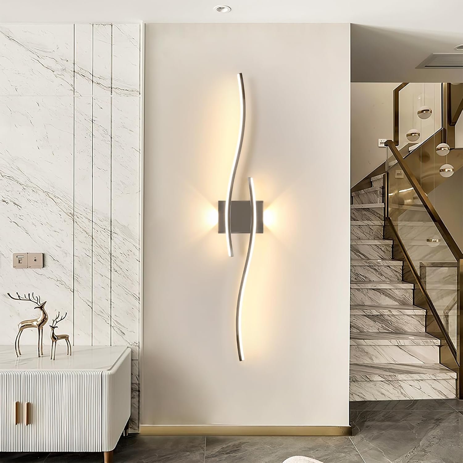 Lampada da parete - Struttura in alluminio cromato, luce calda