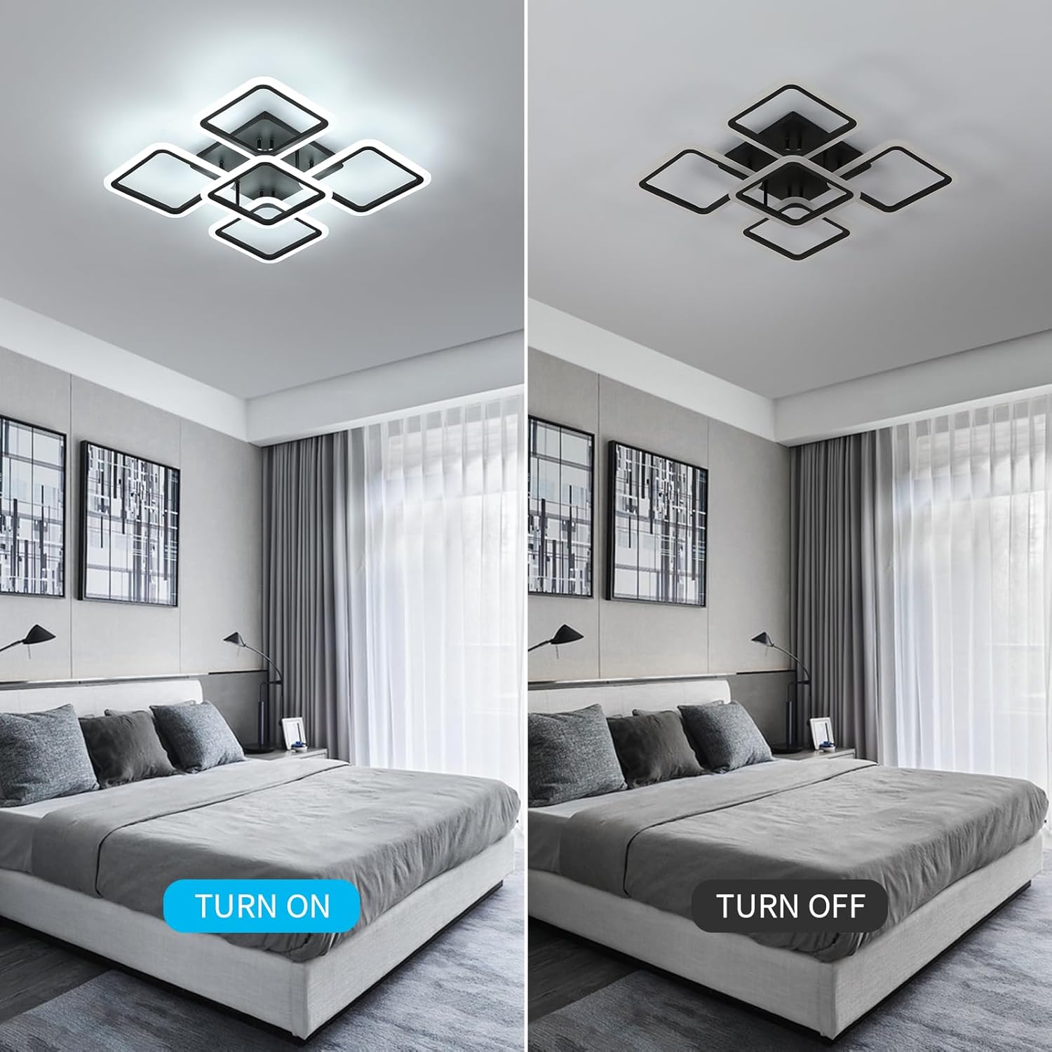 Ceiling Light - Black Acrylic Frame, White Light