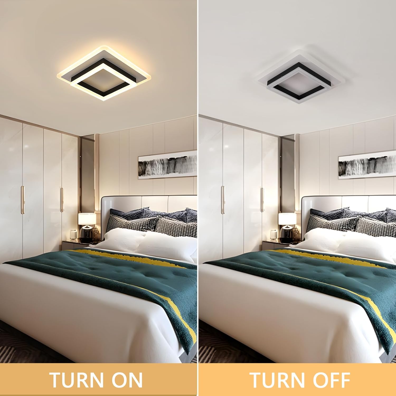 Ceiling Light - Black & White Acrylic Frame, Warm Light