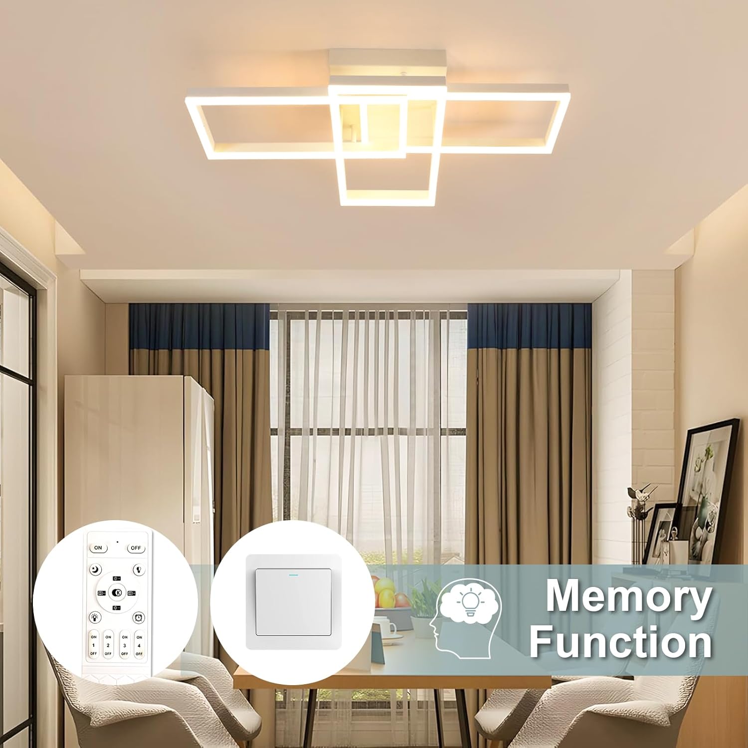 Ceiling Light - White Acrylic Frame, Tunable and Dimmable