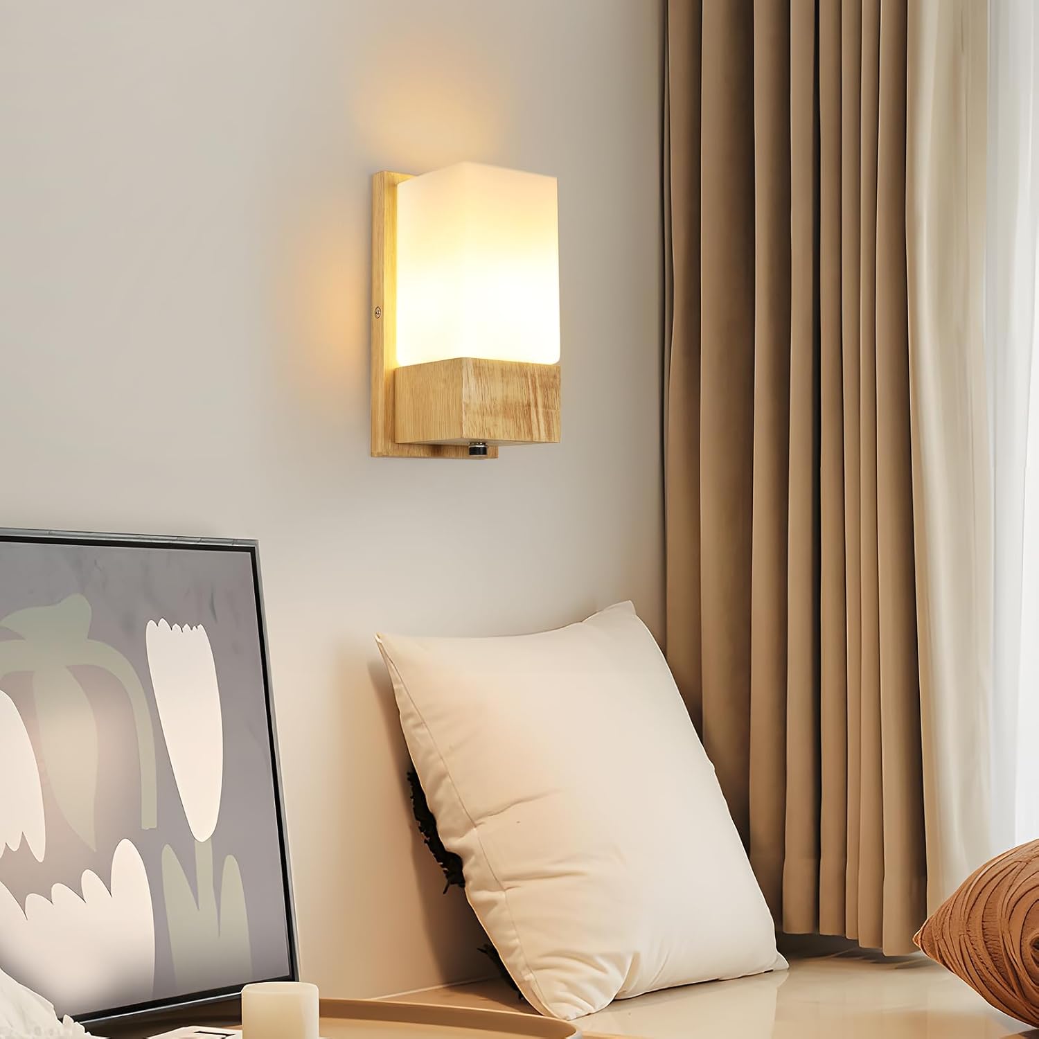 Wall Light - Wood Glass Frame