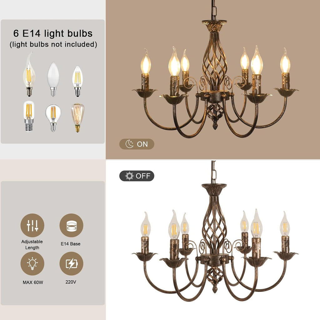 Chandeliers - Black & Gold Metal Frame
