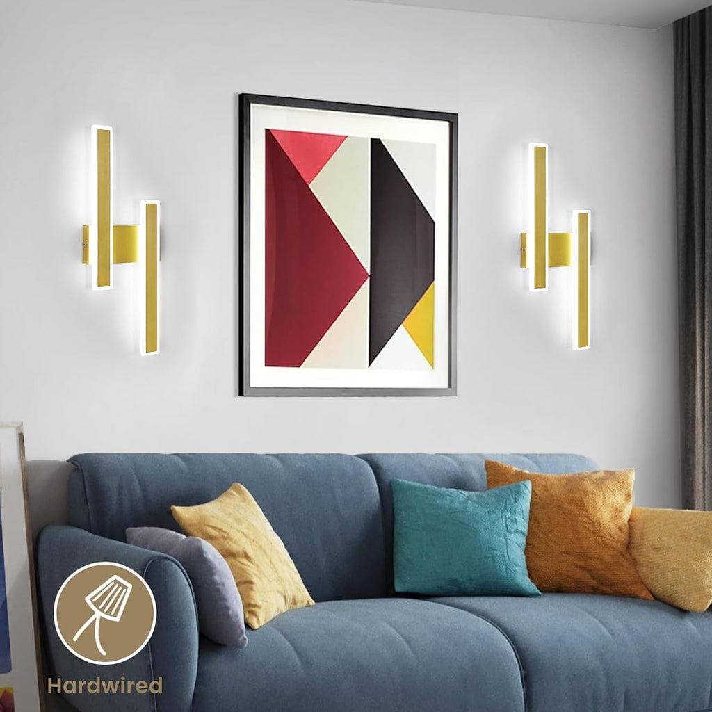Applique - Cornice acrilica dorata, Luce bianca