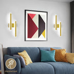 Applique - Cornice acrilica dorata, Luce bianca