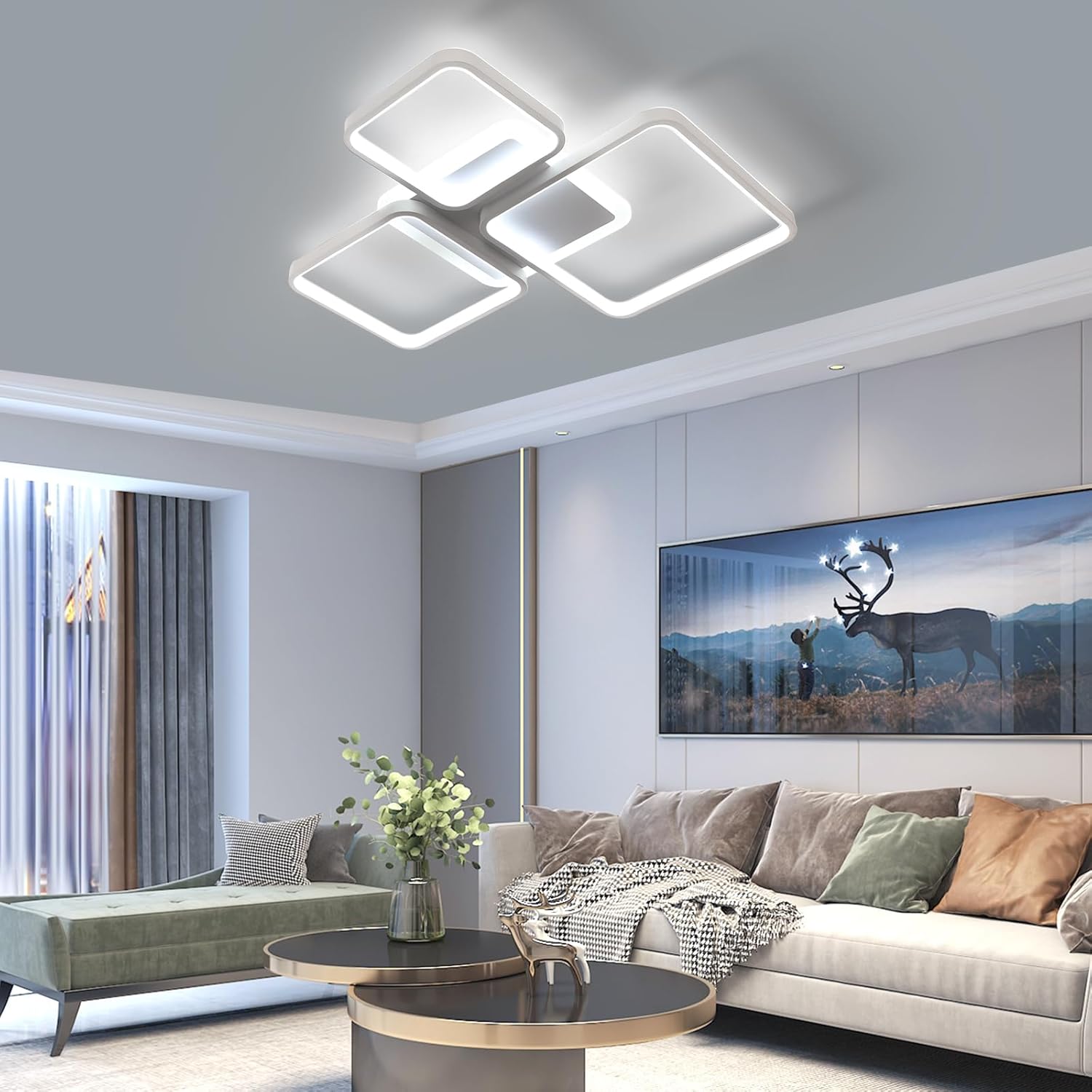 Ceiling Light - White Acrylic Frame, Tunable and Dimmable