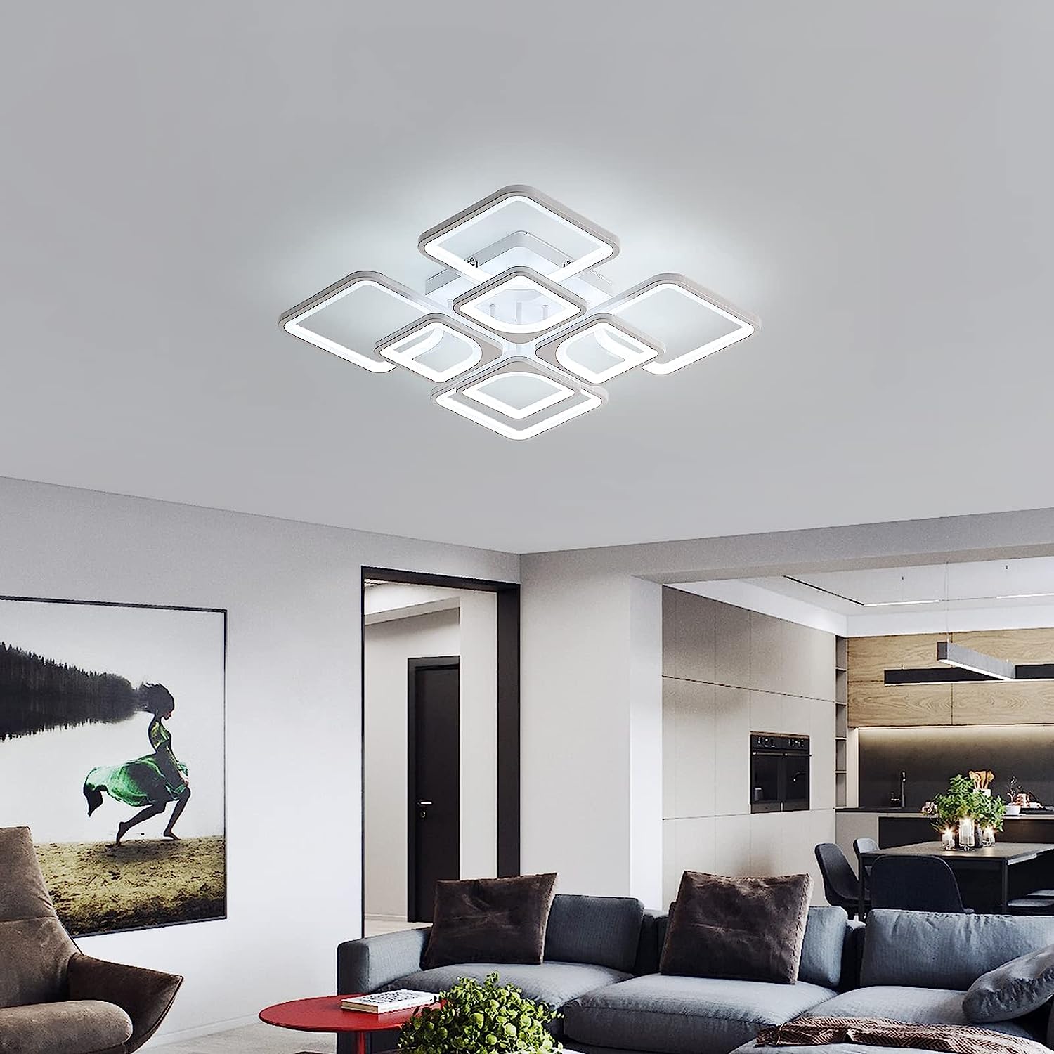 Comely Plafonnier LED Dimmable, 80W 8000LM Luminaire Plafonnier Salon avec Télécommande et Contrôle APP, Blanc Lampe de Plafond pour Salon,Bureau,Salle À Manger, 3000~6500K