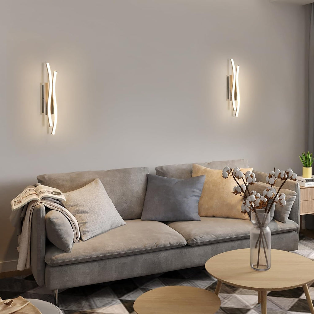 Applique - Telaio in alluminio color argento, luce calda
