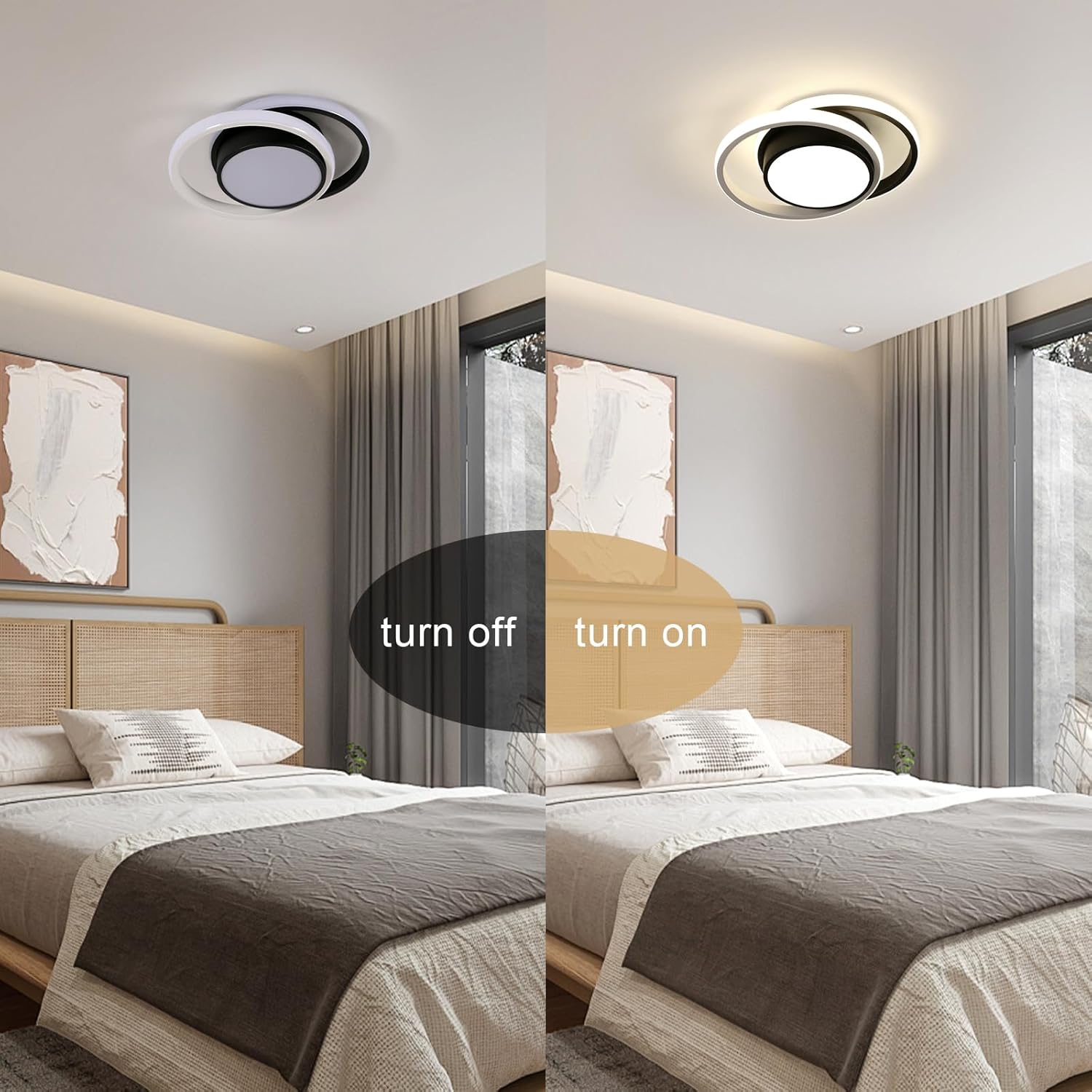 Deckenleuchte - Rahmen aus Schwarz-Weiß-Aluminium, Naturlicht
