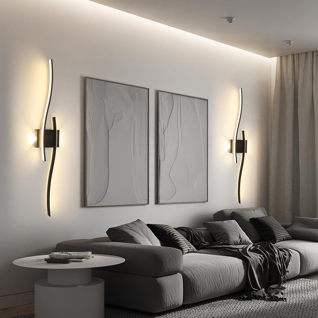 Applique - Telaio in alluminio nero, luce calda