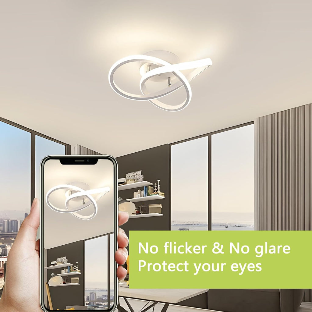Comely Plafonnier LED Moderne, Lampe de Plafond 30W 3375LM en Forme de Fleur Créative, Plafonnier Luminaire pour Chambre à Coucher, Couloir, Cuisine, Salle de Bain, Blanc, Lumière Naturelle 4500K