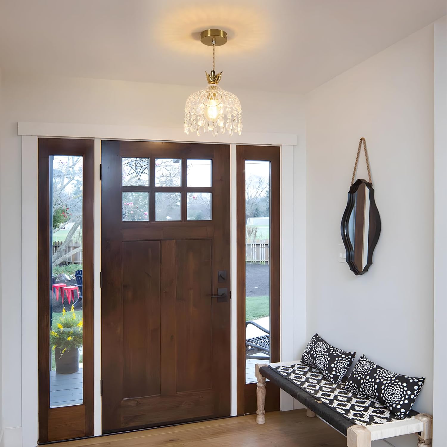 Chandeliers - Gold Glass Frame, Warm Light