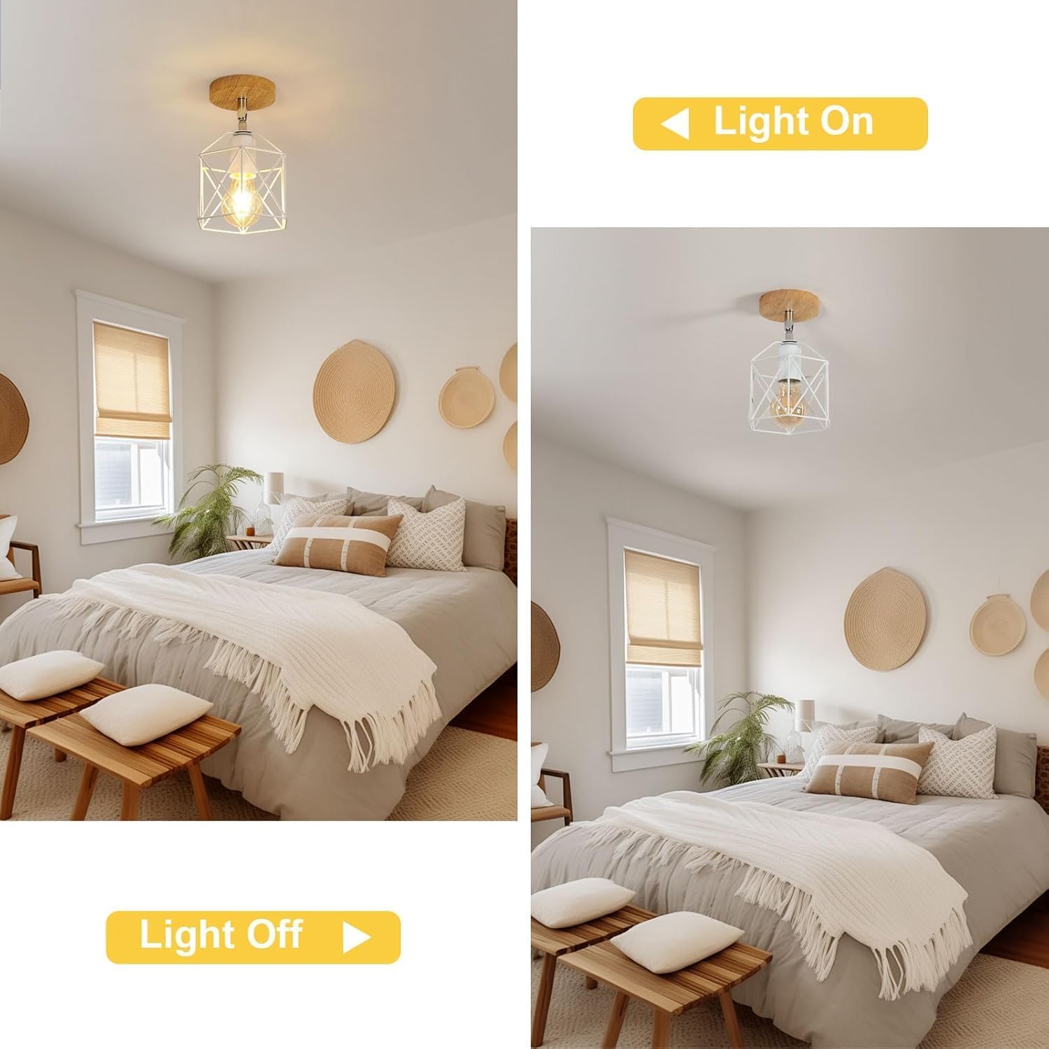 Ceiling Light - White Metal Frame