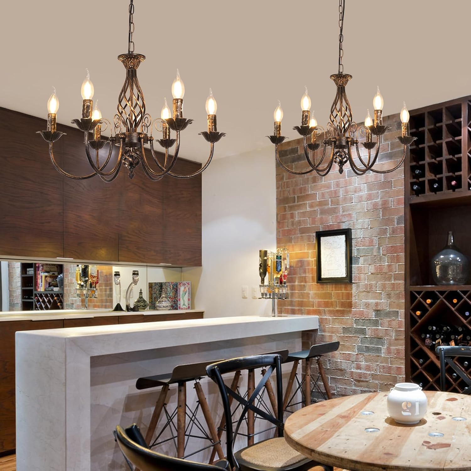 Chandeliers - Black & Gold Metal Frame