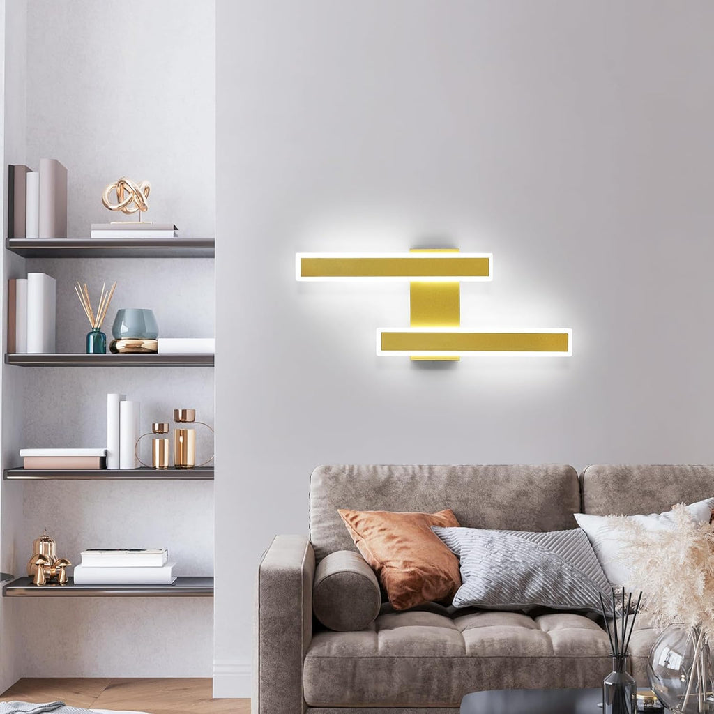 Applique - Cornice acrilica dorata, Luce bianca