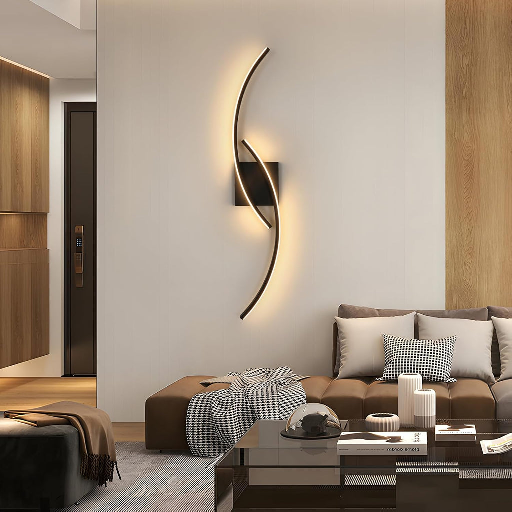 Comely Applique Murale Interieur, Moderne 80cm 27W Noir Lampe Murale LED pour Chambre à Coucher Salon, Lumière Chaude 3000k