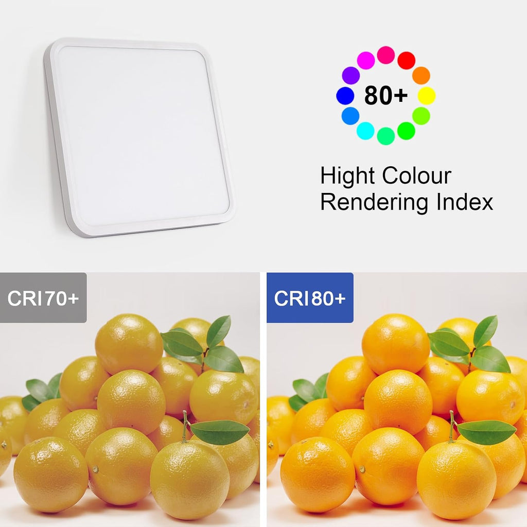 Ceiling Light - White Plastic Frame, White Light